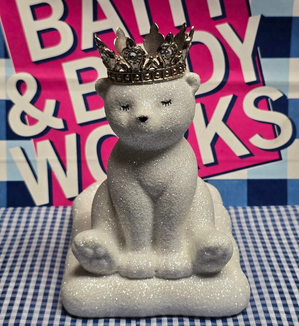 BBW Glittery White Gold Crown Polar Bear Hand Soap Holder
